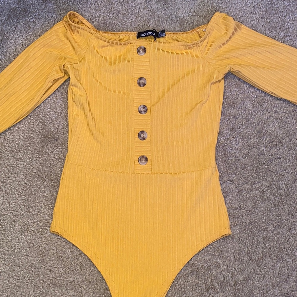Boohoo Mustard Body Suit